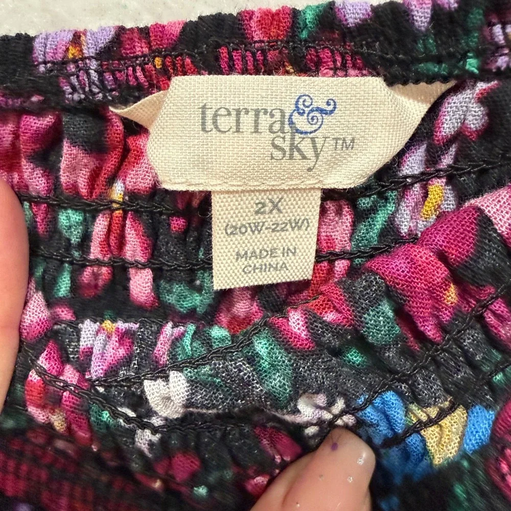 Cottagecore Floral Prairie Dress 100% Cotton Peasant Smocked Boho 2X 20W